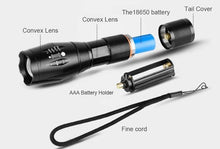 Load image into Gallery viewer, Super Bright Tactical LED Flashlight with rechargeable lithium battery that can be fit in small purse
